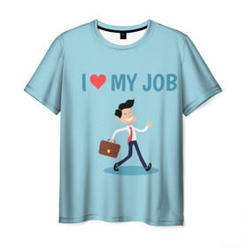 Мужская футболка 3D с принтом Я люблю свою работу в Курске, 100% полиэфир | прямой крой, круглый вырез горловины, длина до линии бедер | любимая работа | я люблю свою работуработа