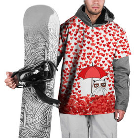 Накидка на куртку 3D с принтом Сердцепад в Курске, 100% полиэстер |  | зонтик | кот | сердитый | сердца | сердцепад