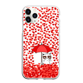 Чехол для iPhone 11 Pro матовый с принтом Сердцепад в Курске, Силикон |  | зонтик | кот | сердитый | сердца | сердцепад