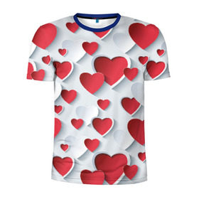 Мужская футболка 3D спортивная с принтом Сердца в Курске, 100% полиэстер с улучшенными характеристиками | приталенный силуэт, круглая горловина, широкие плечи, сужается к линии бедра | Тематика изображения на принте: день святого валентина | любовь | сердца