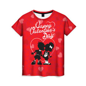 Женская футболка 3D с принтом Valentine`s Day в Курске, 100% полиэфир ( синтетическое хлопкоподобное полотно) | прямой крой, круглый вырез горловины, длина до линии бедер | valentines day | любовь | поцелуй | сердца