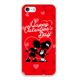 Чехол для iPhone 5/5S матовый с принтом Valentines Day в Курске, Силикон | Область печати: задняя сторона чехла, без боковых панелей | valentines day | любовь | поцелуй | сердца