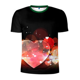 Мужская футболка 3D спортивная с принтом Сердца в Курске, 100% полиэстер с улучшенными характеристиками | приталенный силуэт, круглая горловина, широкие плечи, сужается к линии бедра | 14 февраля | love | валентин | влюбленные | любовь | сердечко | сердце