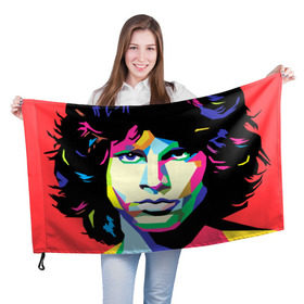 Флаг 3D с принтом Jim morrison в Курске, 100% полиэстер | плотность ткани — 95 г/м2, размер — 67 х 109 см. Принт наносится с одной стороны | jim morrison джим моррисон | поп арт | портрет