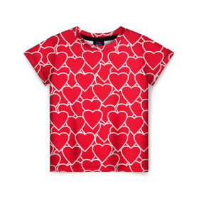 Детская футболка 3D с принтом Сердца в Курске, 100% гипоаллергенный полиэфир | прямой крой, круглый вырез горловины, длина до линии бедер, чуть спущенное плечо, ткань немного тянется | любовь | орнамент | сердца