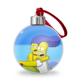 Ёлочный шар с принтом Гомер и Мардж в Курске, Пластик | Диаметр: 77 мм | Тематика изображения на принте: гомер