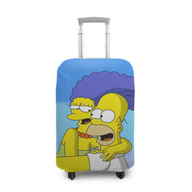 Чехол для чемодана 3D с принтом Гомер и Мардж в Курске, 86% полиэфир, 14% спандекс | двустороннее нанесение принта, прорези для ручек и колес | Тематика изображения на принте: гомер