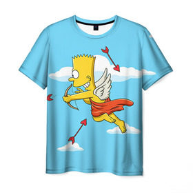 Мужская футболка 3D с принтом Барт амур в Курске, 100% полиэфир | прямой крой, круглый вырез горловины, длина до линии бедер | 14 февраля | simpsons | барт | день влюбленных | день святого валентина | купидон | любовь | подарок. love | симпсоны