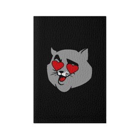 Обложка для паспорта матовая кожа с принтом Влюбленный кот в Курске, натуральная матовая кожа | размер 19,3 х 13,7 см; прозрачные пластиковые крепления | Тематика изображения на принте: 14 февраля | валентин | кот | любовь | март