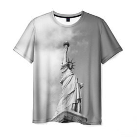 Мужская футболка 3D с принтом Статуя Свободы в Курске, 100% полиэфир | прямой крой, круглый вырез горловины, длина до линии бедер | америка | нью йорк | статуя свободы | сша | штаты
