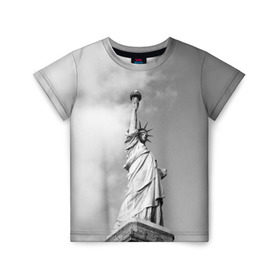 Детская футболка 3D с принтом Статуя Свободы в Курске, 100% гипоаллергенный полиэфир | прямой крой, круглый вырез горловины, длина до линии бедер, чуть спущенное плечо, ткань немного тянется | америка | нью йорк | статуя свободы | сша | штаты