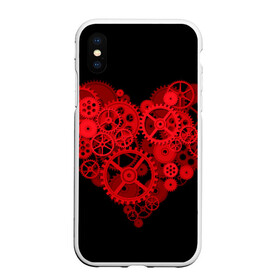 Чехол для iPhone XS Max матовый с принтом Механическое сердце в Курске, Силикон | Область печати: задняя сторона чехла, без боковых панелей | Тематика изображения на принте: контраст | любовь | механическое | сердце | шестеренки
