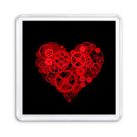 Магнит 55*55 с принтом Механическое сердце в Курске, Пластик | Размер: 65*65 мм; Размер печати: 55*55 мм | контраст | любовь | механическое | сердце | шестеренки