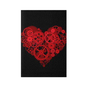 Обложка для паспорта матовая кожа с принтом Механическое сердце в Курске, натуральная матовая кожа | размер 19,3 х 13,7 см; прозрачные пластиковые крепления | контраст | любовь | механическое | сердце | шестеренки