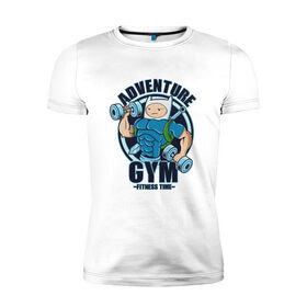 Мужская футболка премиум с принтом Adventure Gym в Курске, 92% хлопок, 8% лайкра | приталенный силуэт, круглый вырез ворота, длина до линии бедра, короткий рукав | 