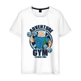 Мужская футболка хлопок с принтом Adventure Gym в Курске, 100% хлопок | прямой крой, круглый вырез горловины, длина до линии бедер, слегка спущенное плечо. | 