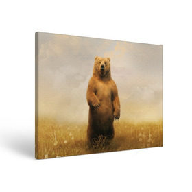 Холст прямоугольный с принтом Медведь в поле в Курске, 100% ПВХ |  | bear | медведь | одуванчики | русский медведь в чистом русском поле мечта патриотаполе | сено