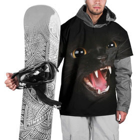 Накидка на куртку 3D с принтом Черный кот в Курске, 100% полиэстер |  | Тематика изображения на принте: глаза | клыки | хищник | черный кон