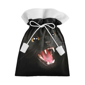 Подарочный 3D мешок с принтом Черный кот в Курске, 100% полиэстер | Размер: 29*39 см | Тематика изображения на принте: глаза | клыки | хищник | черный кон