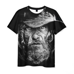 Мужская футболка 3D с принтом Старик в Курске, 100% полиэфир | прямой крой, круглый вырез горловины, длина до линии бедер | Тематика изображения на принте: борода