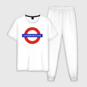 Мужская пижама хлопок с принтом Underground в Курске, 100% хлопок | брюки и футболка прямого кроя, без карманов, на брюках мягкая резинка на поясе и по низу штанин
 | hip hop | rap | russian | андеграунд