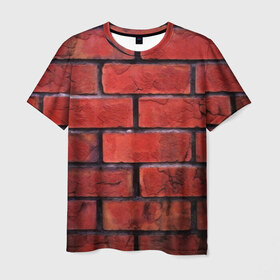 Мужская футболка 3D с принтом Кирпич в Курске, 100% полиэфир | прямой крой, круглый вырез горловины, длина до линии бедер | Тематика изображения на принте: камень | кирпич | красные | новые | прикольные | текстуры