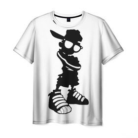 Мужская футболка 3D с принтом Пацанчик в Курске, 100% полиэфир | прямой крой, круглый вырез горловины, длина до линии бедер | кепка | крутой | очки | парень | пацан | силуэт | хип | хоп