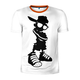 Мужская футболка 3D спортивная с принтом Пацанчик в Курске, 100% полиэстер с улучшенными характеристиками | приталенный силуэт, круглая горловина, широкие плечи, сужается к линии бедра | кепка | крутой | очки | парень | пацан | силуэт | хип | хоп