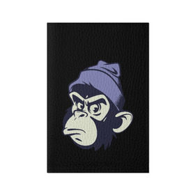 Обложка для паспорта матовая кожа с принтом Обезьяна в шапке в Курске, натуральная матовая кожа | размер 19,3 х 13,7 см; прозрачные пластиковые крепления | мода | обезьяна | хипстер | шапка
