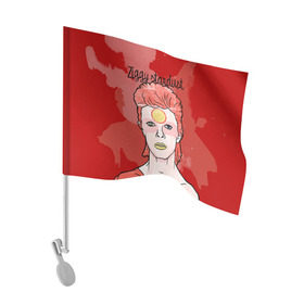Флаг для автомобиля с принтом Ziggy Stardust в Курске, 100% полиэстер | Размер: 30*21 см | bowie | david | ziggy stardust | боуи | дэвид | музыкант | певец | рок