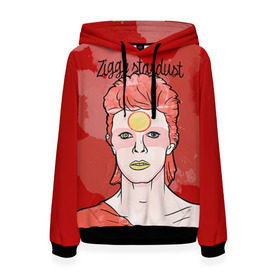 Женская толстовка 3D с принтом Ziggy Stardust в Курске, 100% полиэстер  | двухслойный капюшон со шнурком для регулировки, мягкие манжеты на рукавах и по низу толстовки, спереди карман-кенгуру с мягким внутренним слоем. | bowie | david | ziggy stardust | боуи | дэвид | музыкант | певец | рок