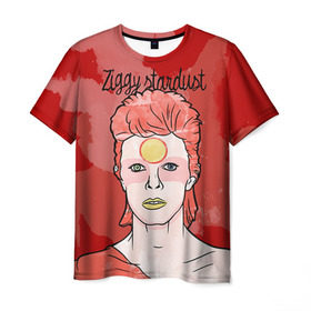 Мужская футболка 3D с принтом Ziggy Stardust в Курске, 100% полиэфир | прямой крой, круглый вырез горловины, длина до линии бедер | bowie | david | ziggy stardust | боуи | дэвид | музыкант | певец | рок