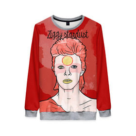 Женский свитшот 3D с принтом Ziggy Stardust в Курске, 100% полиэстер с мягким внутренним слоем | круглый вырез горловины, мягкая резинка на манжетах и поясе, свободная посадка по фигуре | bowie | david | ziggy stardust | боуи | дэвид | музыкант | певец | рок