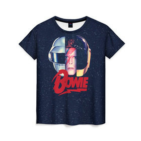Женская футболка 3D с принтом Bowie в Курске, 100% полиэфир ( синтетическое хлопкоподобное полотно) | прямой крой, круглый вырез горловины, длина до линии бедер | bowie | david | боуи | дэвид | музыкант | певец | рок