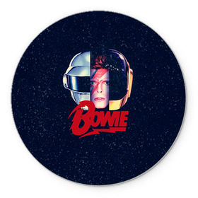 Коврик круглый с принтом Bowie в Курске, резина и полиэстер | круглая форма, изображение наносится на всю лицевую часть | bowie | david | боуи | дэвид | музыкант | певец | рок