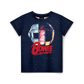 Детская футболка 3D с принтом Bowie в Курске, 100% гипоаллергенный полиэфир | прямой крой, круглый вырез горловины, длина до линии бедер, чуть спущенное плечо, ткань немного тянется | bowie | david | боуи | дэвид | музыкант | певец | рок
