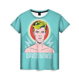 Женская футболка 3D с принтом David Bowie в Курске, 100% полиэфир ( синтетическое хлопкоподобное полотно) | прямой крой, круглый вырез горловины, длина до линии бедер | bowie | david | боуи | дэвид | музыкант | певец | рок