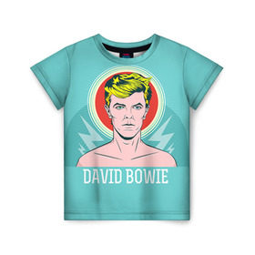 Детская футболка 3D с принтом David Bowie в Курске, 100% гипоаллергенный полиэфир | прямой крой, круглый вырез горловины, длина до линии бедер, чуть спущенное плечо, ткань немного тянется | bowie | david | боуи | дэвид | музыкант | певец | рок