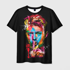 Мужская футболка 3D с принтом Дэвид Боуи в Курске, 100% полиэфир | прямой крой, круглый вырез горловины, длина до линии бедер | bowie | david | боуи | дэвид | музыкант | певец | рок