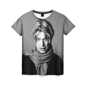 Женская футболка 3D с принтом Дэвид Боуи в Курске, 100% полиэфир ( синтетическое хлопкоподобное полотно) | прямой крой, круглый вырез горловины, длина до линии бедер | bowie | david | боуи | дэвид | музыкант | певец | рок