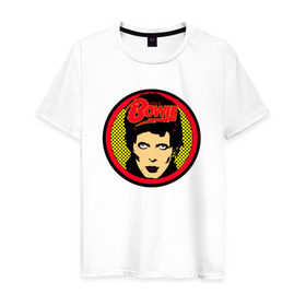 Мужская футболка хлопок с принтом Bowie art в Курске, 100% хлопок | прямой крой, круглый вырез горловины, длина до линии бедер, слегка спущенное плечо. | bowie | david | боуи | дэвид | музыкант | певец | рок