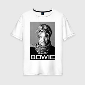 Женская футболка хлопок Oversize с принтом Легендарный Боуи в Курске, 100% хлопок | свободный крой, круглый ворот, спущенный рукав, длина до линии бедер
 | bowie | david | боуи | дэвид | музыкант | певец | рок