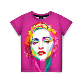 Детская футболка 3D с принтом Мадонна в Курске, 100% гипоаллергенный полиэфир | прямой крой, круглый вырез горловины, длина до линии бедер, чуть спущенное плечо, ткань немного тянется | искусство | мадонна | певица | поп арт