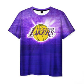 Мужская футболка 3D с принтом Los Angeles Lakers в Курске, 100% полиэфир | прямой крой, круглый вырез горловины, длина до линии бедер | basketball | la | lakers | los angeles | nba | баскет | баскетбол | баскетбольный | лейкерс | нба | спорт