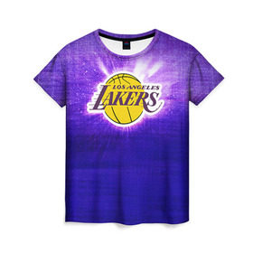 Женская футболка 3D с принтом Los Angeles Lakers в Курске, 100% полиэфир ( синтетическое хлопкоподобное полотно) | прямой крой, круглый вырез горловины, длина до линии бедер | basketball | la | lakers | los angeles | nba | баскет | баскетбол | баскетбольный | лейкерс | нба | спорт