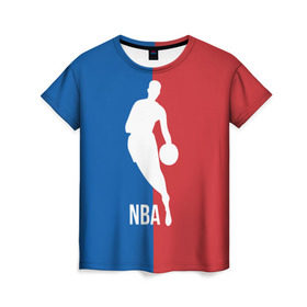 Женская футболка 3D с принтом Эмблема NBA в Курске, 100% полиэфир ( синтетическое хлопкоподобное полотно) | прямой крой, круглый вырез горловины, длина до линии бедер | basketball | nba | баскет | баскетбол | баскетбольный | нба | спорт | эмблема