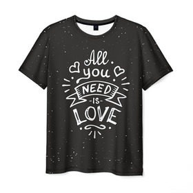 Мужская футболка 3D с принтом Любовь надпись в Курске, 100% полиэфир | прямой крой, круглый вырез горловины, длина до линии бедер | 14 февраля | love | влюбленный | день святого валентина | любовь | милый | романтика | сердце