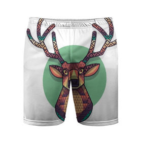 Мужские шорты 3D спортивные с принтом Радужный олень в Курске,  |  | Тематика изображения на принте: олень | радуга | рога | ромбы | цвета