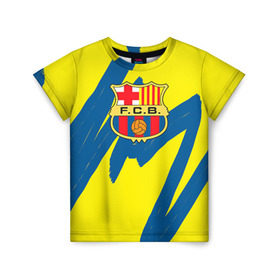 Детская футболка 3D с принтом Барселона в Курске, 100% гипоаллергенный полиэфир | прямой крой, круглый вырез горловины, длина до линии бедер, чуть спущенное плечо, ткань немного тянется | Тематика изображения на принте: barcelona | fcb | барса | барселона | футбол