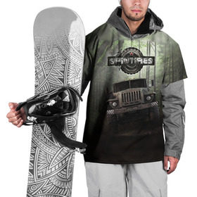 Накидка на куртку 3D с принтом Spintires в Курске, 100% полиэстер |  | spintires | sprin | tires | внедорожник | спринтерс